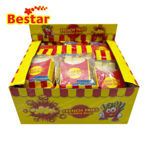 <span class=keywords><strong>Chicle</strong></span> con Forma de Papas Fritas Francesas Personalizado, Caramelo Masticable con Polvo Ácido de Fresa - Product Image 1