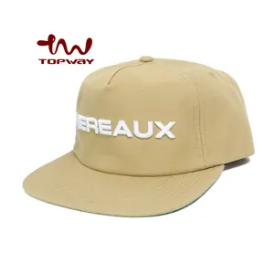 Fashion design flat brim hip hop cap hat 5 panel unstructured custom 3d puff embroidery logo print stripes cap