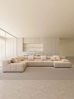 Matte Stoff Oberschicht Ledersofa, Gerades Winkelsofa, italienisches minimalistisches Sofa