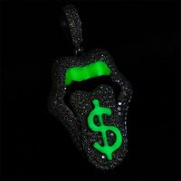 Collier pendentif Dollar Iced Out en argent sterling 925 avec diamant Moissanite VVS, bijoux hip-hop qui brillent dans le noir, pour le dropshipping