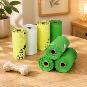 Eco-Friendly 100% Biodegradable Dog Waste Bags International Certified <b>Compostable</b> Pet Poop Bags for Wholesale - Product Image 1