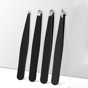 Kit de 4 pinces à <span class=keywords><strong>épiler</strong></span> en acier inoxydable satiné à marque privée, instruments de beauté pointus et courbés <span class=keywords><strong>pour</strong></span> extensions de <span class=keywords><strong>sourcils</strong></span> - Product Image 2