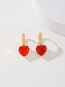 Pendientes de aro colgantes de moda exquisitos del fabricante 2025, joyería de moda chapada en oro de latón de 14K con circonita multicolor para fiesta - Product Image 3