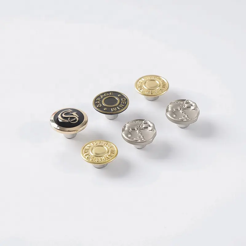 YHG Engraved Custom Logo Metal Brass Zinc Alloy Botones Color Jeans Button for Denim Jacket Pant
