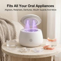 Nettoyeur ultrasonique professionnel 48 kHz pour aligneurs dentaires, désinfectant UV-C, étanche IPX7, pour appareils Invisalign et prothèses dentaires, 200 ml