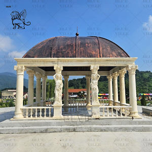 Patio Villa Aménagement Paysager Projet Coulée Fer Dôme Jardin <span class=keywords><strong>Pavillon</strong></span> Sculpté À <span class=keywords><strong>La</strong></span> Main De Luxe Blanc Marbre Colonnes Gazebo - Product Image 2