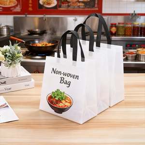 ถุงผ้าไม่ทอสีดำลายสเต็ก พร้อมหูหิ้ว สำหรับส่งอาหารกูร์เมต์ ร้านสเต็ก บริการจัดเลี้ยง ดีไซน์ใช้งานได้จริง - Product Image 2