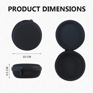 Étui rond classique noir en EVA, mini-étui de protection pour écouteurs avec fermeture éclair, boîte de transport portable pour montre professionnelle - Product Image 4