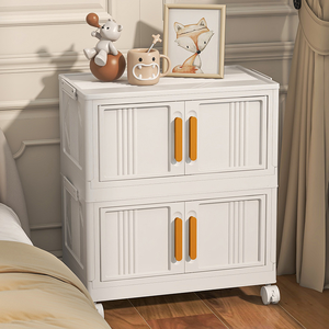 Large Capacity Double-Door <strong>Folding</strong> <strong>Storage</strong> Cabinet Transparent <strong>PP</strong> Household <strong>Storage</strong> Rack Rectangle Kitchen Children's Plastic - Product Image 4