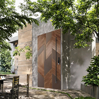 Puerta de Entrada Doble de Seguridad para Villa, Moderna, de Madera Sólida, con Cerradura Inteligente y Aislamiento Acústico