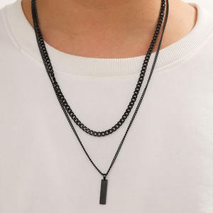 2 шт./комплект, мужское длинное геометрическое ожерелье из нержавеющей стали - Product Image 2