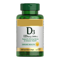Nature's Bounty Vitamine D3 5000 UI Capsules Molles à Libération Rapide Soutien Immunitaire Suppléments de Vitamine D 240 Comprimés