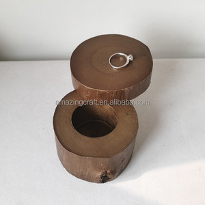 Caja <span class=keywords><strong>de</strong></span> regalo redonda <span class=keywords><strong>de</strong></span> <span class=keywords><strong>troncos</strong></span> <span class=keywords><strong>de</strong></span> <span class=keywords><strong>madera</strong></span> con corteza <span class=keywords><strong>de</strong></span> árbol personalizada Color marrón oscuro OEM Precio al por mayor - Product Image 4