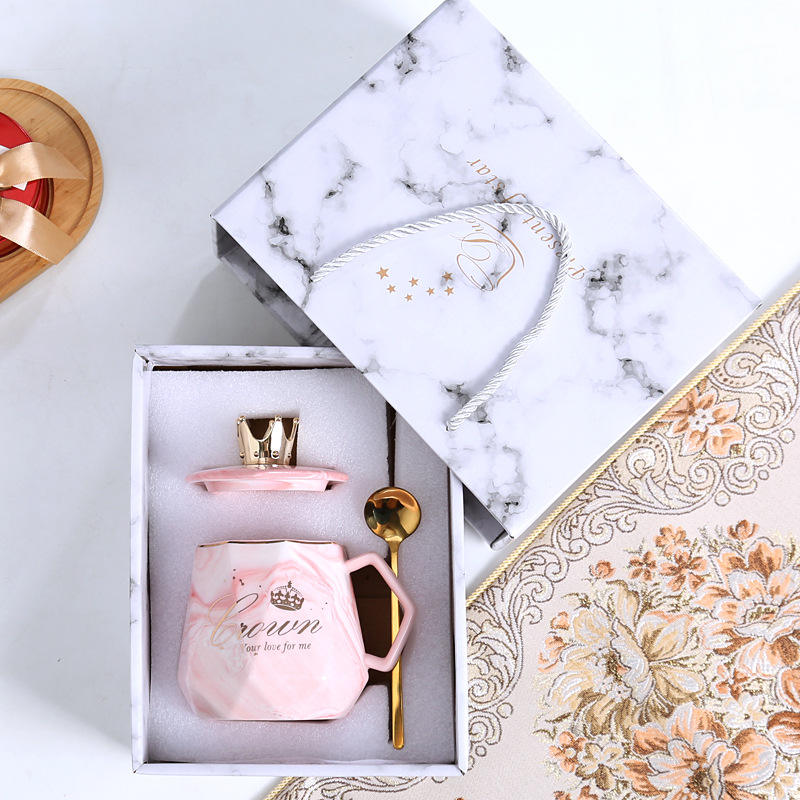 Marble pink single cup gift box-Crown