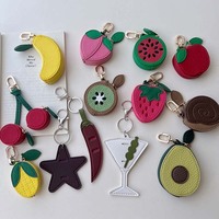 Schattig fruitvormig muntportemonneetje, mini leren muntentasje & sleutelhanger voor handtas