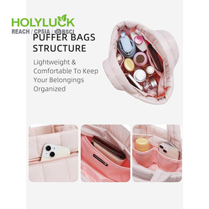 Logotipo personalizado Color Tamaño Aceptar Moda Impermeable Puffer <span class=keywords><strong>Toto</strong></span> Bolsa Moda Puffy Acolchado Bolsa de mano con correa ajustable - Product Image 4