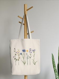 <span class=keywords><strong>Sac</strong></span> fourre-tout en toile à motif floral esthétique pour femmes, avec poche intérieure, lavable en machine, pour la shopping, la sœur, la fille, la maman - Product Image 3