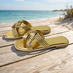 Nouvelles sandales plates à plateforme pour femmes, style été, avec pompons, pour la plage, semelle en plastique anti-odeur - Product Image 2
