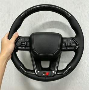 Volante de Fibra de Carbono <span class=keywords><strong>GR</strong></span> para <span class=keywords><strong>Toyota</strong></span> Land Cruiser LC300 Prado LC250 Tundra Tacoma Sequoia, Volante Deportivo Personalizado de Madera - Product Image 3