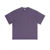 Kaos Pria Oversize Katun Lengan Pendek O-Neck Kasual Warna Solid Rajutan Jersey Polos