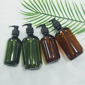 Benutzer definierte bernstein grüne transparente 10oz 16oz Kunststoff Shampoo flasche Seifensp ender Pump Lotion Flaschen