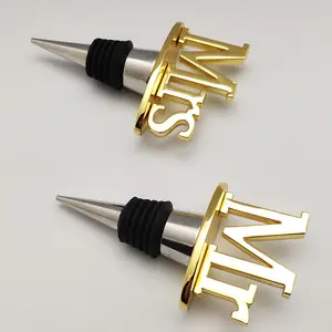 Novelty Golden Metal MR MRS Decorative Wine Stopper