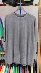 Kaos Pria Logo Kustom Vintage Acid Wash Distressed Heavyweight Cotton Blank Oversized 100% Katun untuk Kaos Pria - Product Image 5