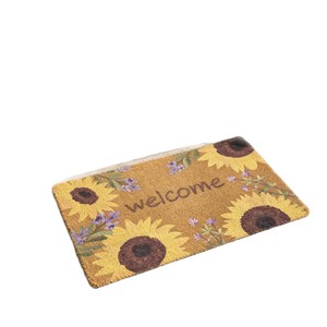 Paillasson en imitation fibre de coco Cangming N810, lavable, antidérapant, pour porte d'entrée, style américain, motif plantes et fleurs - Product Image 5