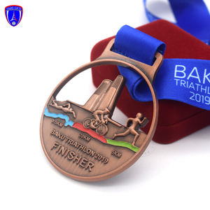 Hersteller Großhandel Custom ized Antique Aserbaidschan Baku Triathlon Wettbewerb FINISHER Running Medal mit Halskette Band - Product Image 3