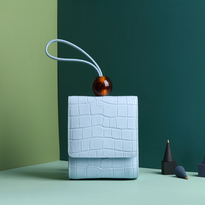 leather small bag with beads