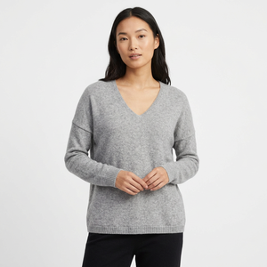 Pull à col rond en tricot brossé épais surdimensionné pour femme, gris hiver - Product Image 1