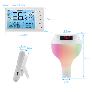 Thermomètre de piscine solaire sans fil 2025 amélioré, affichage LCD flottant, étanche IP68, alarme, portée 330 pieds, pour usage domestique - Product Image 5