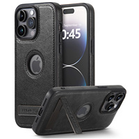 Casing ponsel kulit PU gaya bisnis, casing ponsel kulit PU dengan pemegang untuk iPhone 15 14 13 12 Pro Max