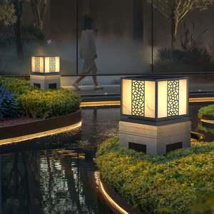 Lampes solaires de poteau d'extérieur, nouveau style chinois, en acier inoxydable, pour portail, cour, villa, clôture - Product Image 5