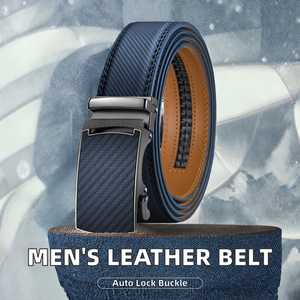 Cinturón formal de cuero vacuno negro para hombre con hebilla de aleación de cierre automático para vestimenta profesional - Product Image 2