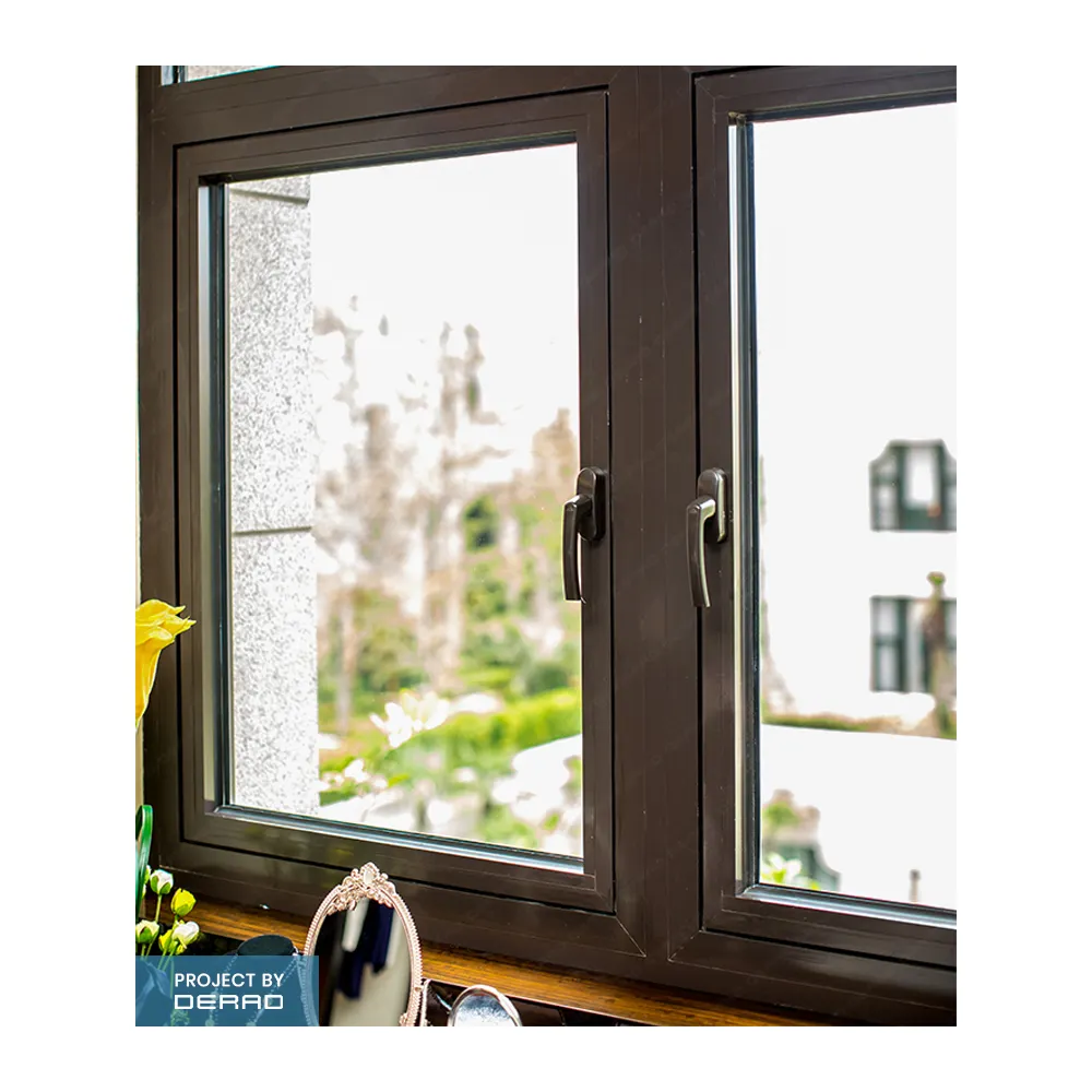 Frosted glass double tempered glazing residential kitchen bedroom casement windows made of aluminum alloy