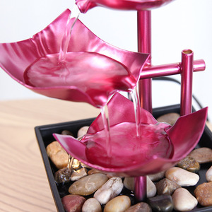 Minimalist Indoor Fountain <b>Square</b> Purple Tabletop Water Feature Office Decor - Product Image 3