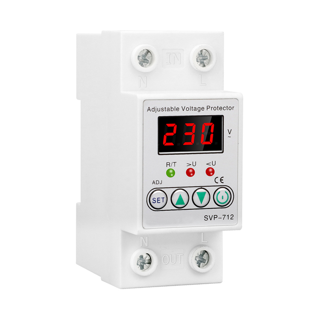 Din Rail Dual Display Adjustable Over Voltage Current and Under Voltage Protective Device Protector/Adjustable Voltage Protector