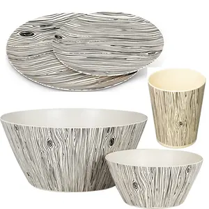 Natural Wood pattern melamine bamboo fibre dinnerware and homeware