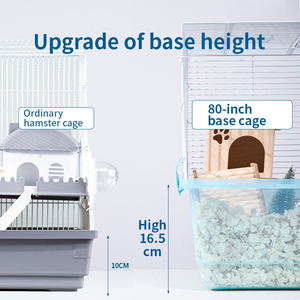 Cage de base pour hamster 80 cm, grande cage pour hamster, plateau inférieur surélevé, ensemble complet avec roue d'exercice, villa en métal extra-large. - Product Image 4