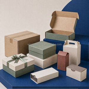 Custom Printed Kraft Paper Rigid <b>Boxes</b> Rectangle Shape Recyclable <b>Gift</b> Packaging with Ribbon Accessory for Craft Use - Product Image 1
