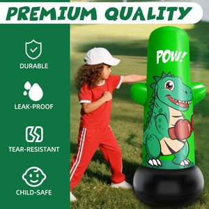 Sac de frappe gonflable dinosaure pour enfants, jouet de frappe gonflable de 47 pouces de hauteur, jouet dinosaure gonflable avec action de rebond pour enfants - Product Image 2