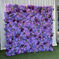 UP023 Mur de fleurs artificielles en soie en gros, toile de fond 8ft x 8ft, panneau mural de fleurs de roses 5D, décoration murale enroulable