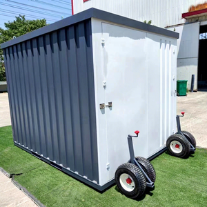 Container Prefabbricato Pieghevole e Impilabile con Ruote in <span class=keywords><strong>Gomma</strong></span> e Acciaio - Unità Mobile Moderna per Stoccaggio - Product Image 1