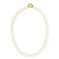 Milskye classic 925 silver 14k gold baroque mix natural double chain freshwater pearl necklace