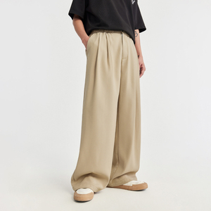 Custom Rechte Kaki Polyester Spandex Gedrapeerde Wijde Pijpen Pak Broek Heren Casual Broek - Product Image 1