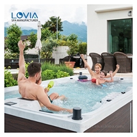 Bain à remous extérieur pour 9 personnes, jacuzzi, piscine à remous de 3,8 m, spa chaud pour usage intérieur avec fonction de massage relaxant