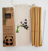 Ensemble de pailles en bambou biodégradable, durable et réutilisable, paille en bambou avec logo personnalisé pour les détaillants