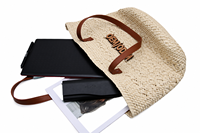 Sac fourre-tout en paille tressée à la main pour femme, sac de plage d'été