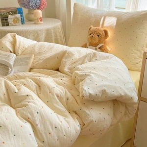 Stile moderno colorato motivo a punti lavato in microfibra in poliestere copriletto trapunta e federa set di biancheria da <span class=keywords><strong>letto</strong></span> per uso domestico - Product Image 6